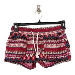 Kiss Cry Linen Blend Southwestern Print Smocked Pull On Shorts Size Medium